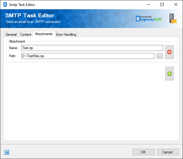 SMTP Task Editor - Attachments